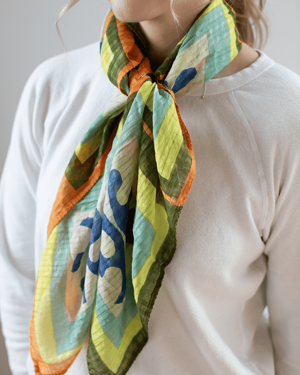 Cttn/Silk Patchwork Bandana in Citrus
