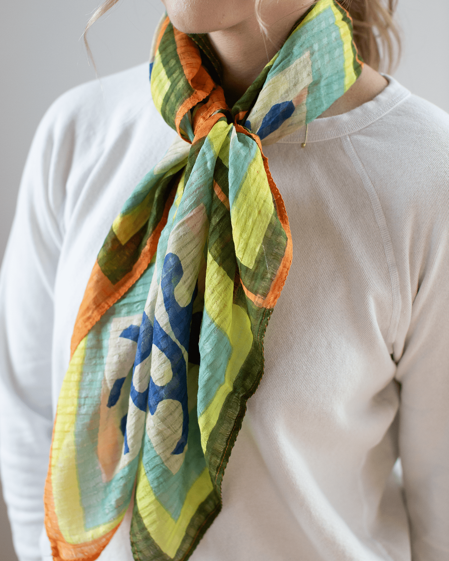 Cttn/Silk Patchwork Bandana in Citrus
