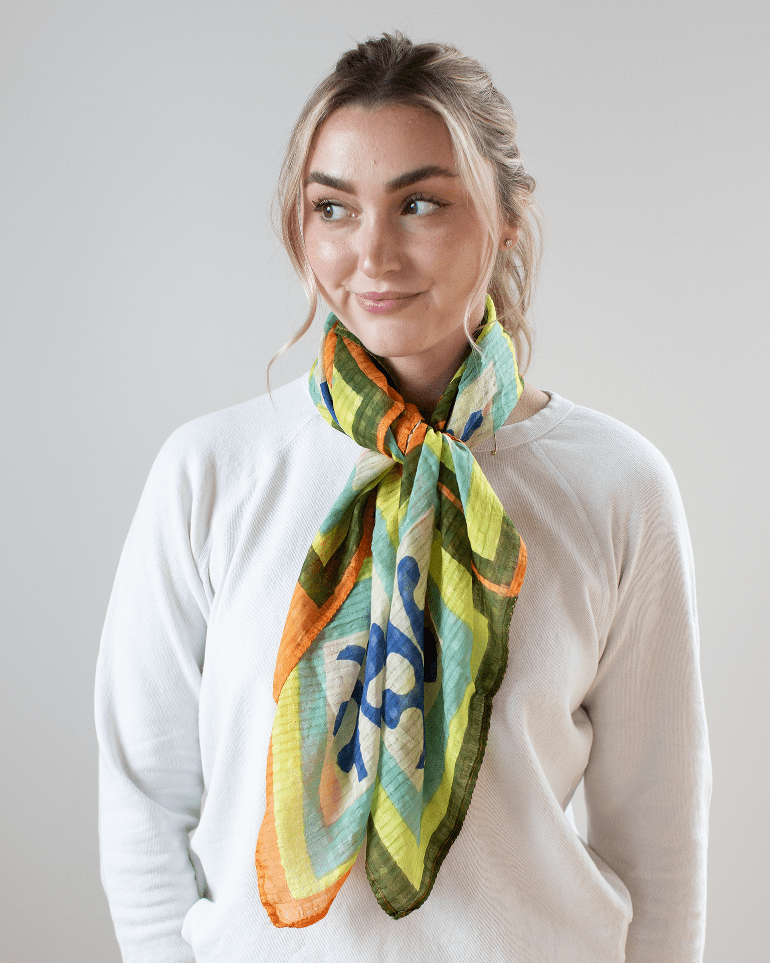 Cttn/Silk Patchwork Bandana in Citrus