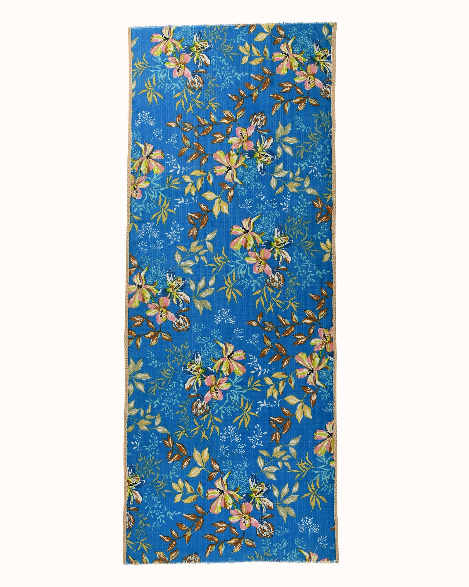 Cttn/Silk Scattered Flowers Scarf in Blue