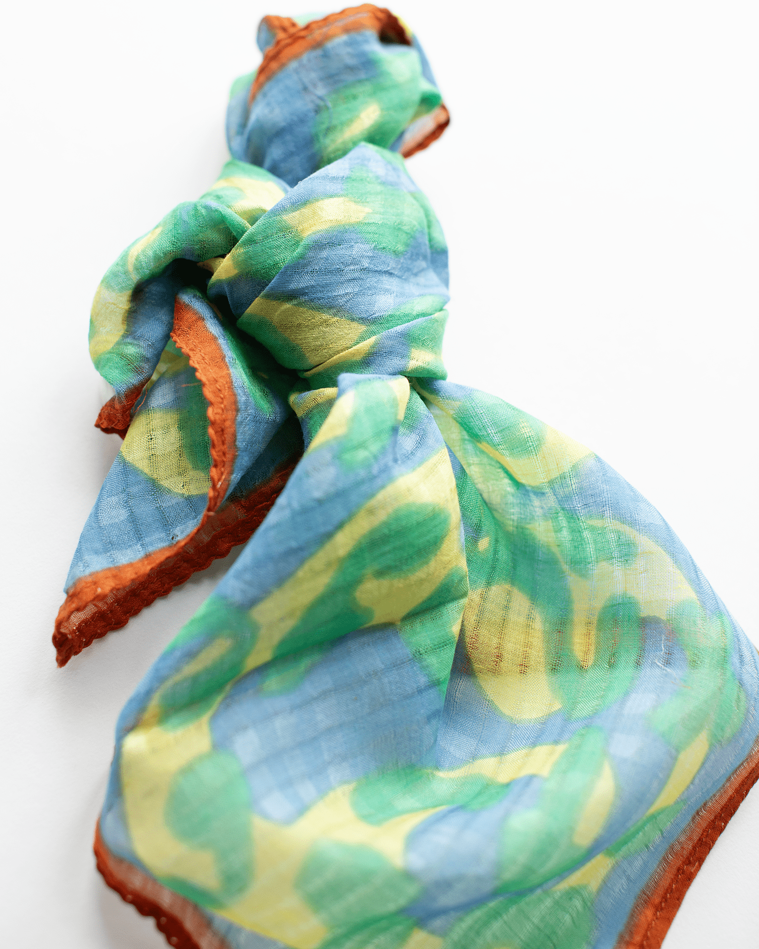 Cttn/Silk Squiggle Bandana in Cornflower