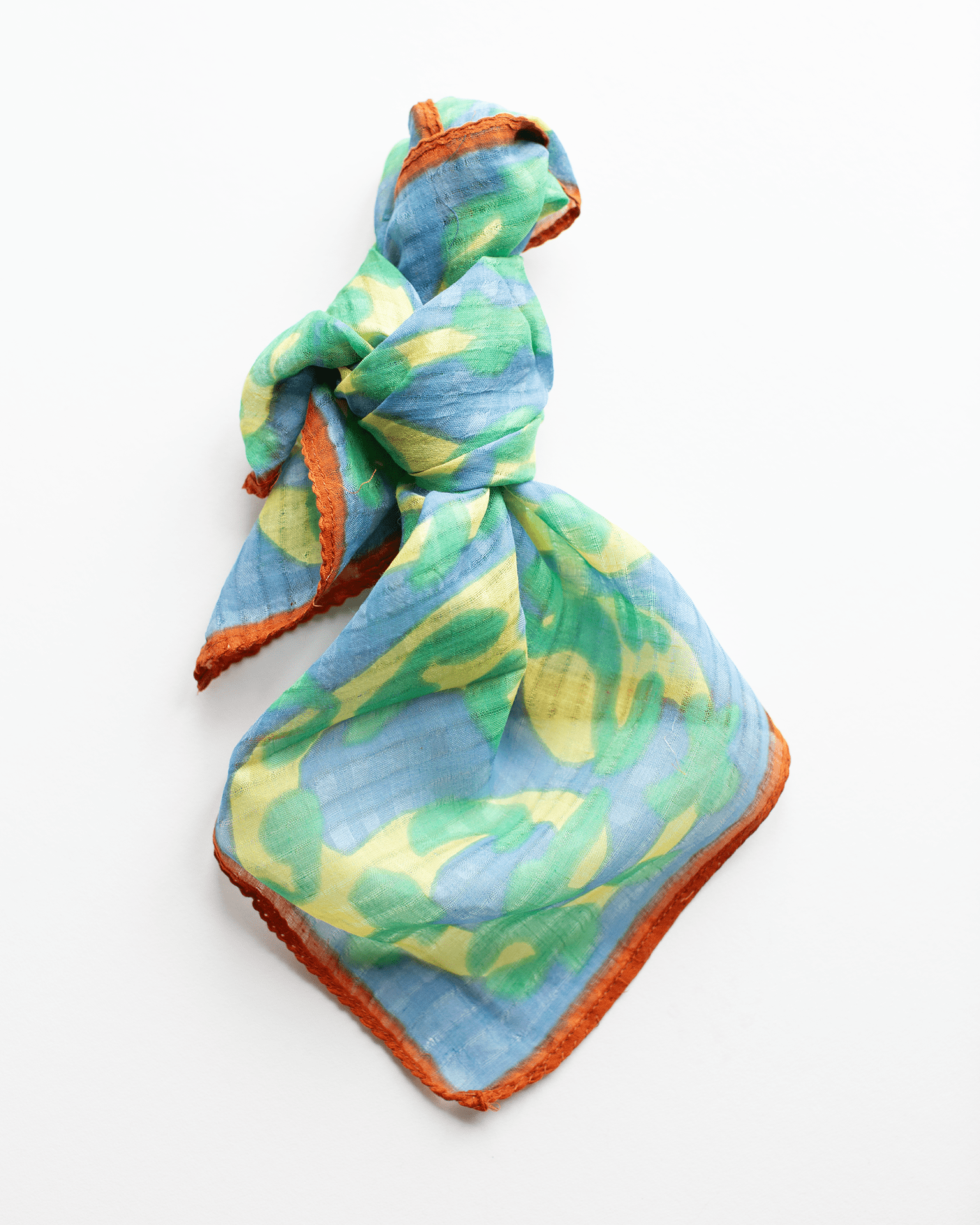Cttn/Silk Squiggle Bandana in Cornflower