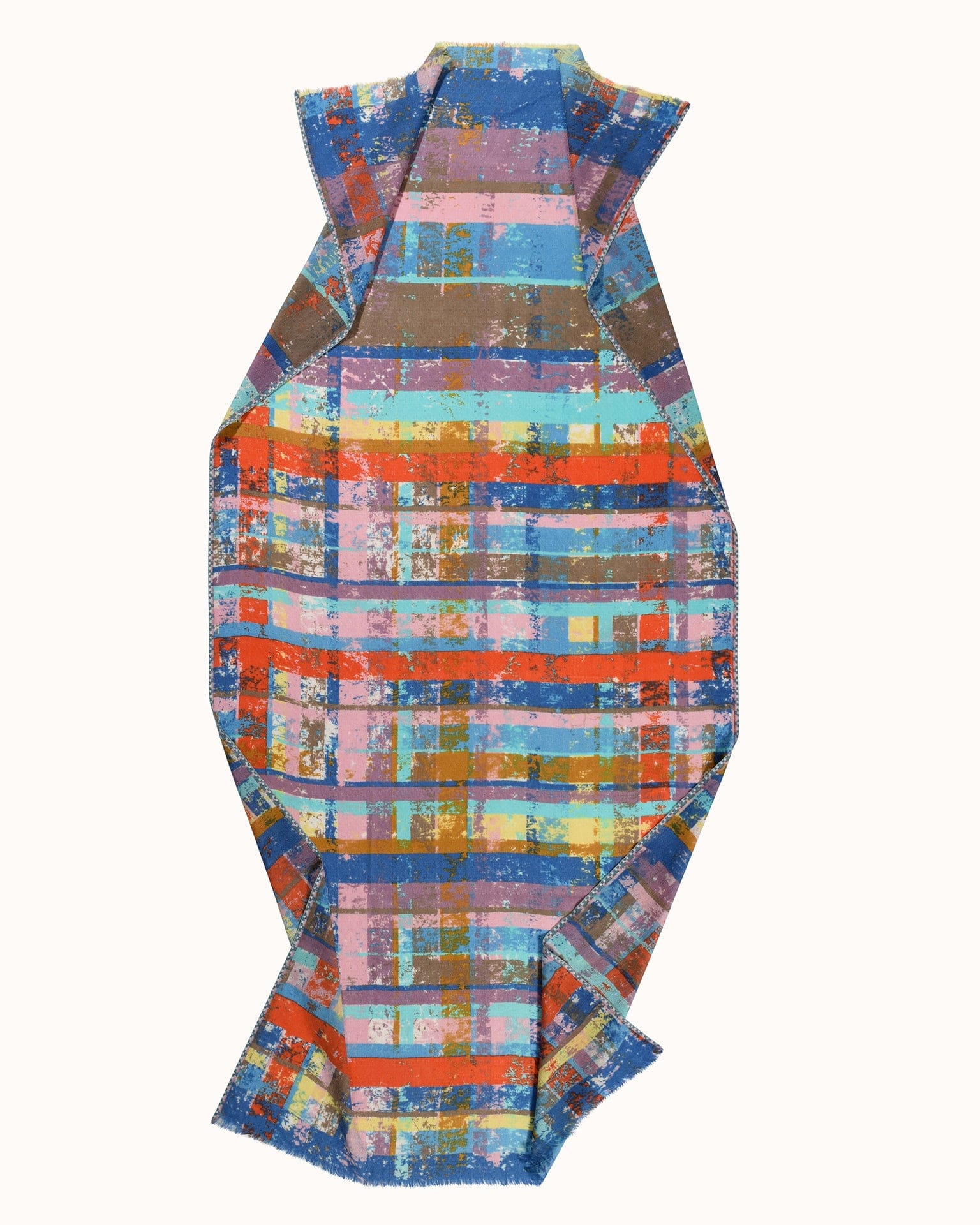 Painterly Plaid Scarf in Sunset