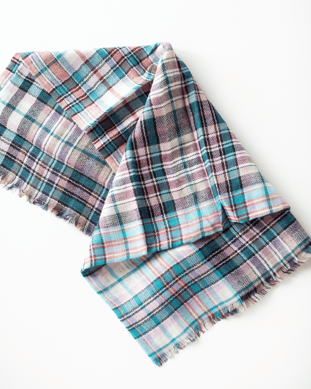 Small Square Check Scarf in Turquoise