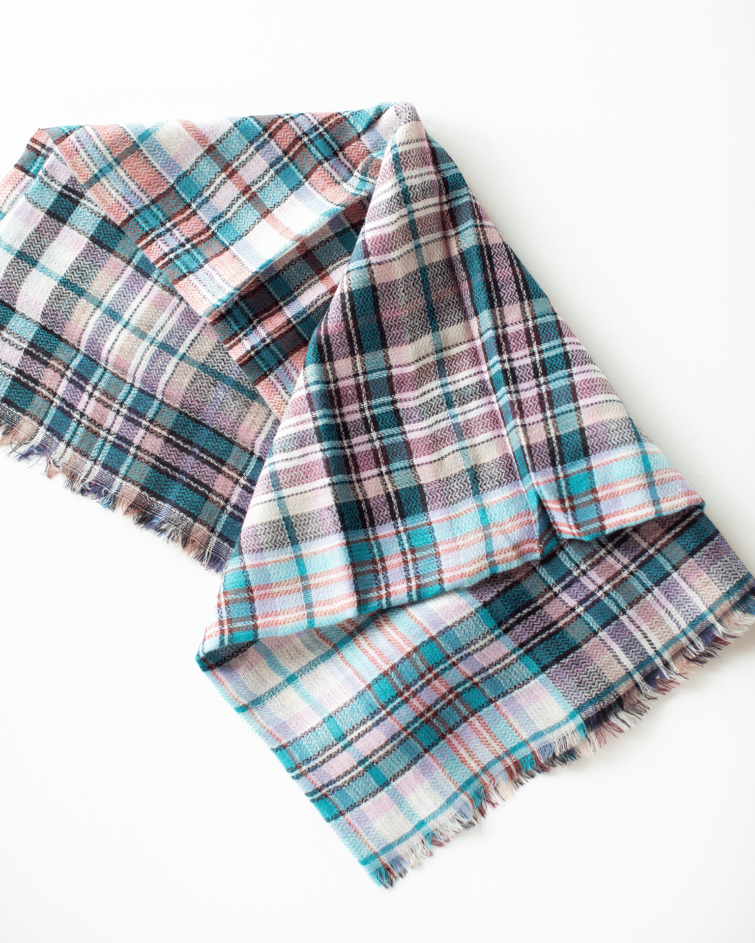 Small Square Check Scarf in Turquoise
