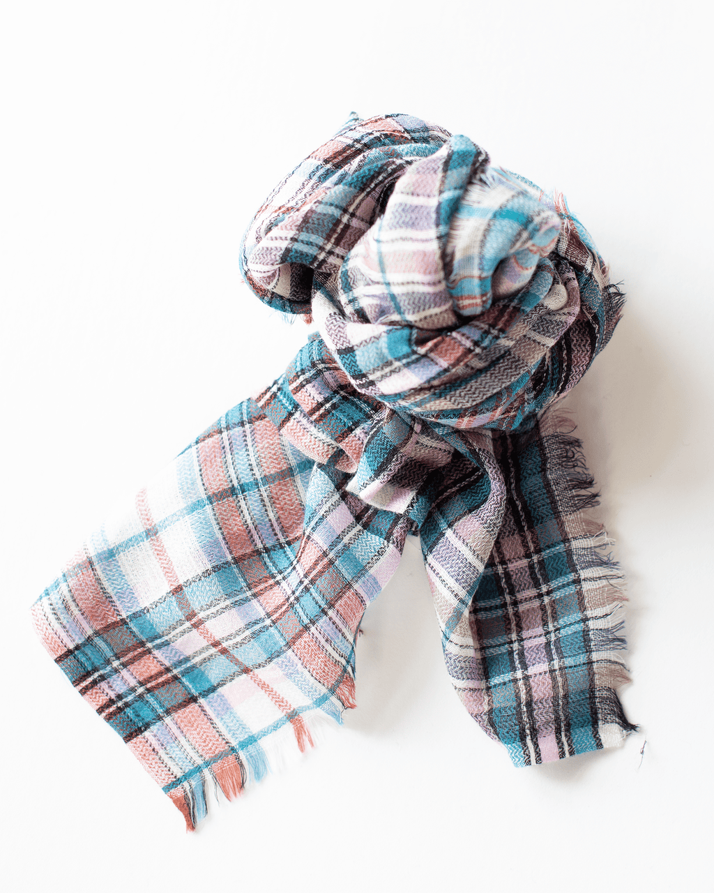 Small Square Check Scarf in Turquoise
