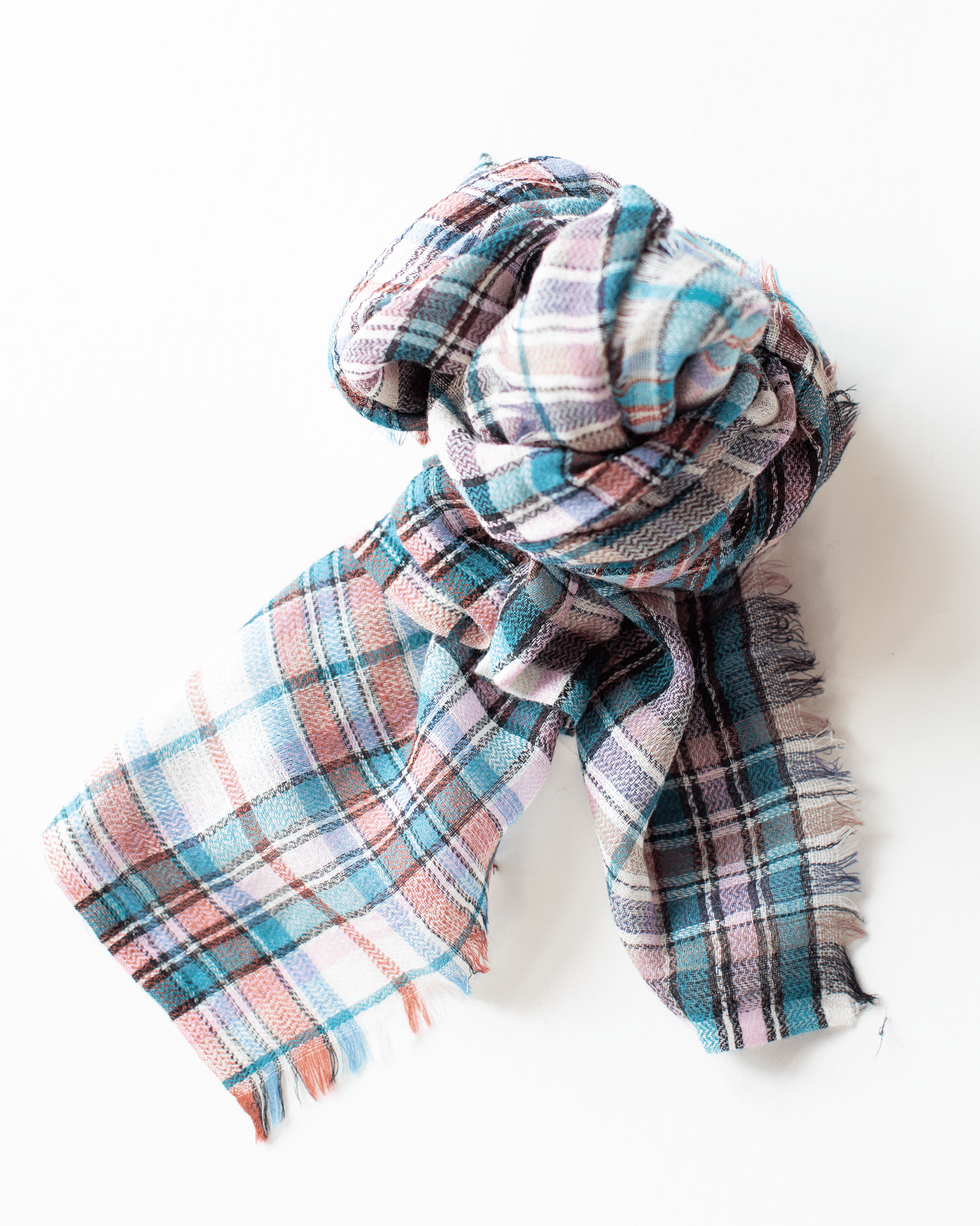 Small Square Check Scarf in Turquoise