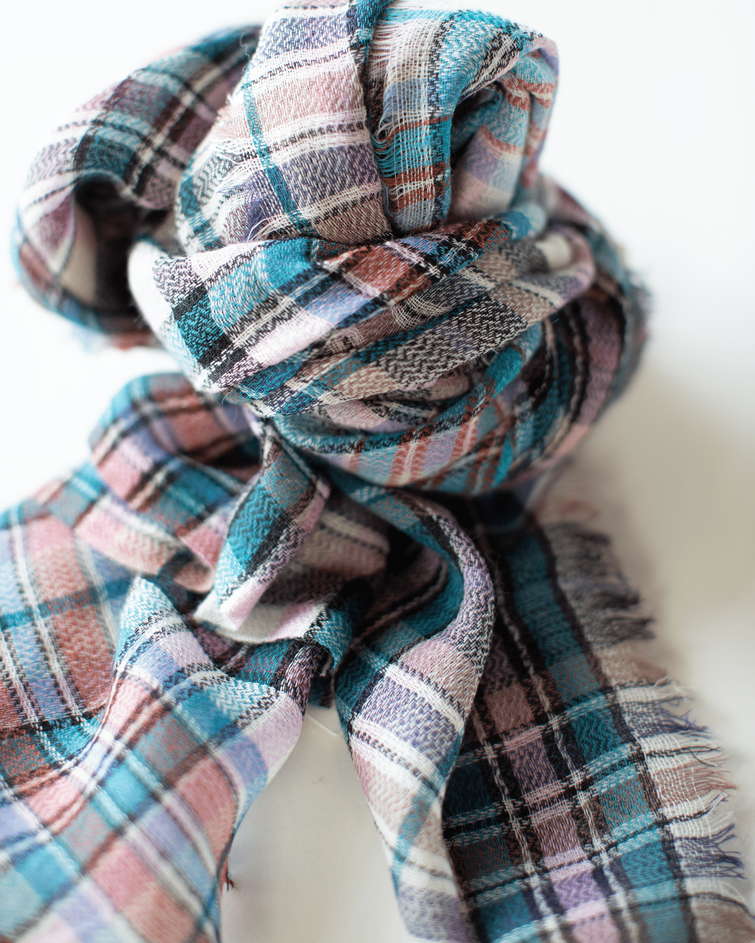 Small Square Check Scarf in Turquoise