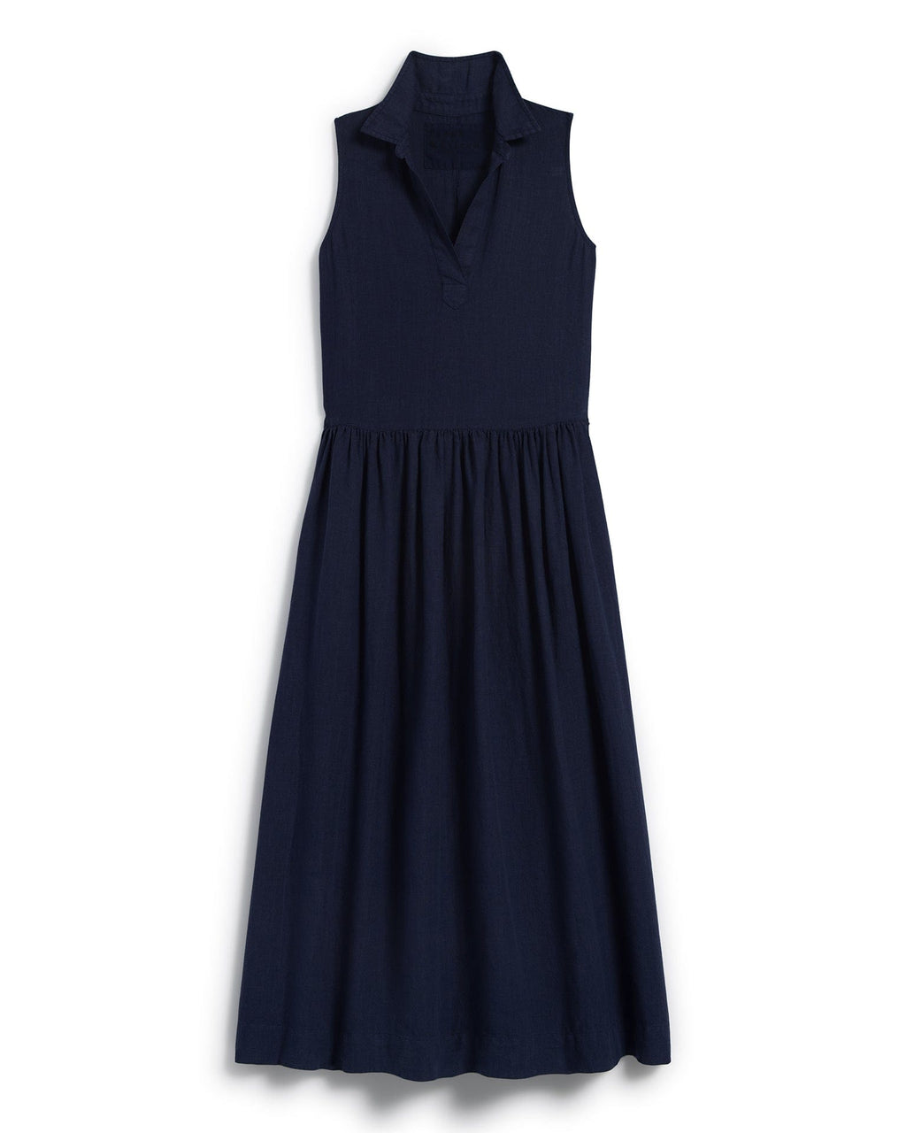 Daphne Popover Sleeveless Shirtdress in Navy Linen