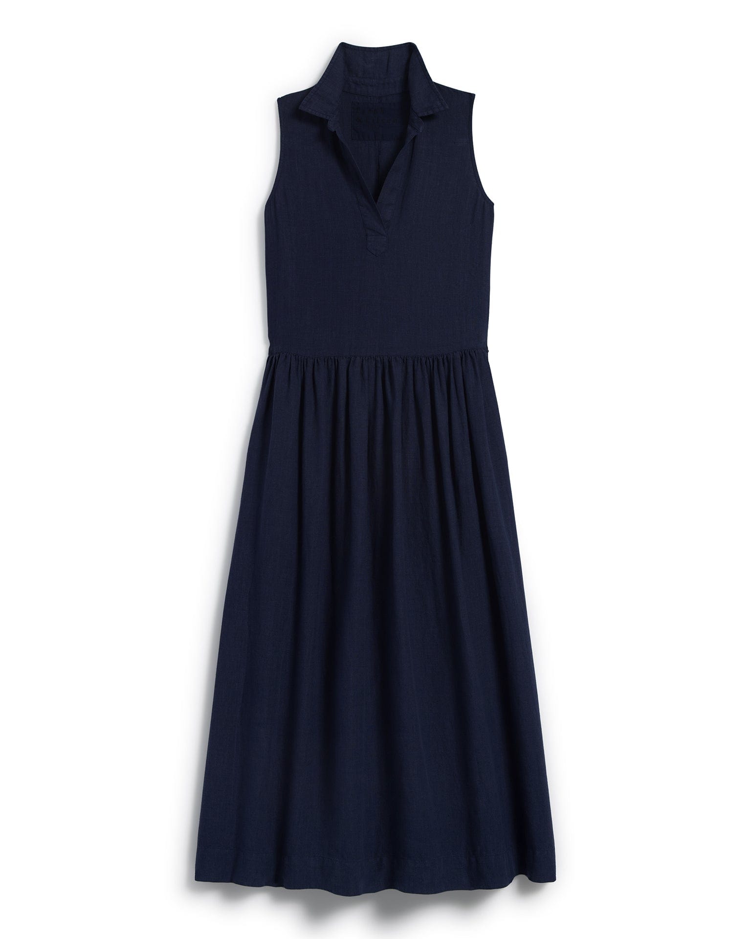 Daphne Popover Sleeveless Shirtdress in Navy Linen