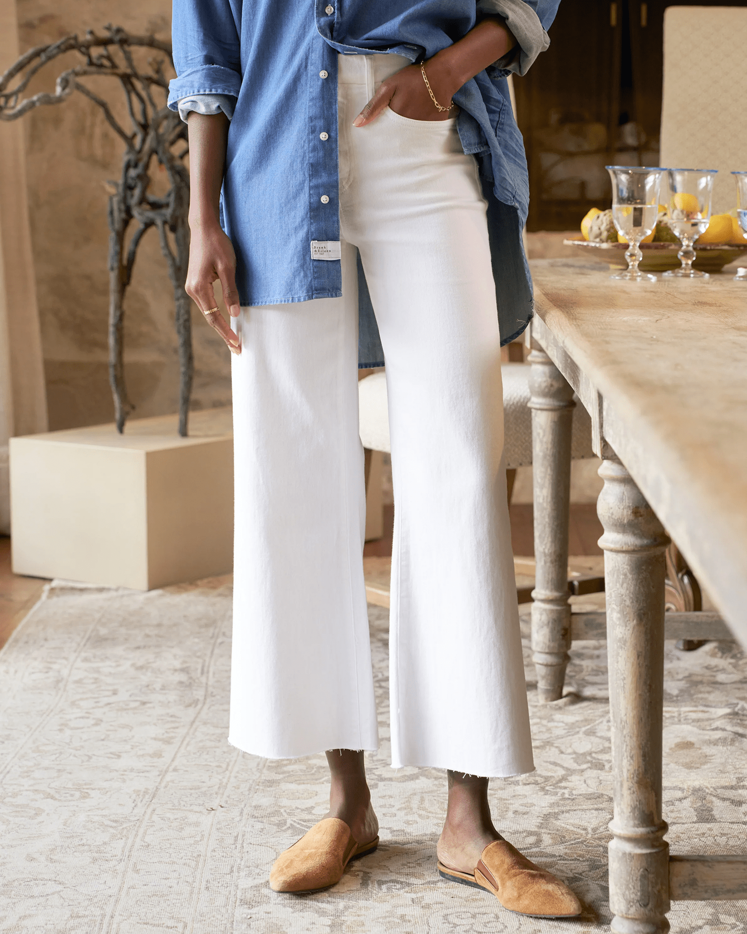 Galway Gaucho in White Denim