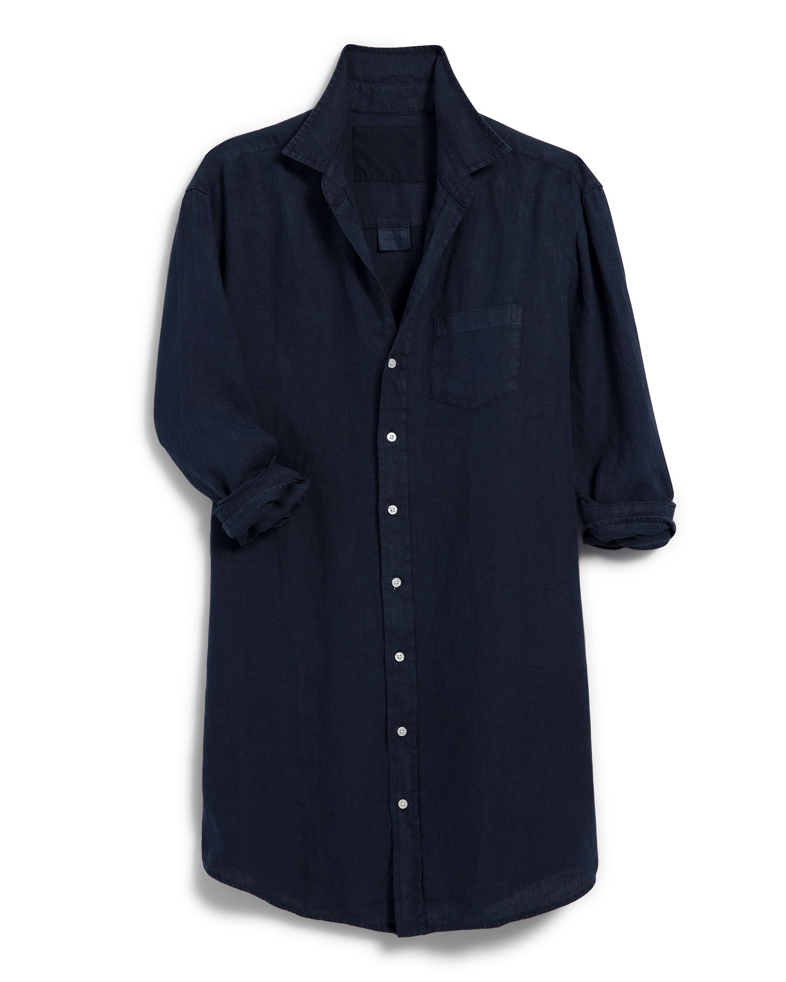 Mary Classic Shirtdress in Navy Linen