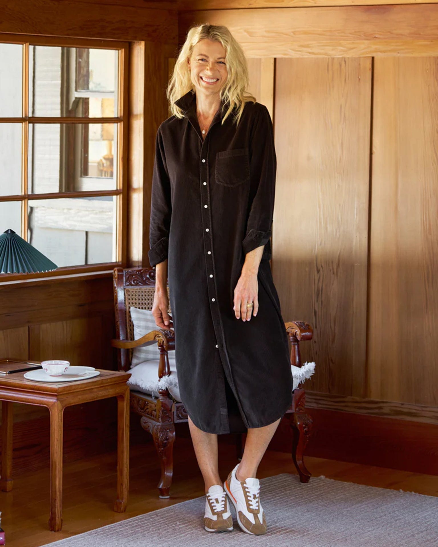 Rory Maxi Shirtdress in Espresso Cord