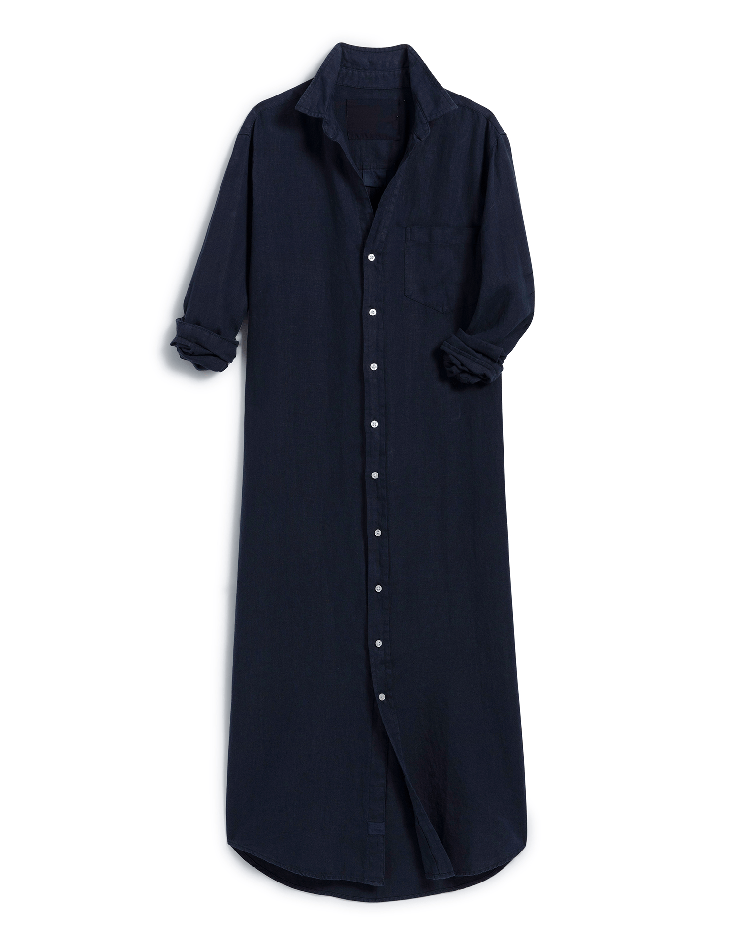 Rory Maxi Shirtdress in Navy Linen