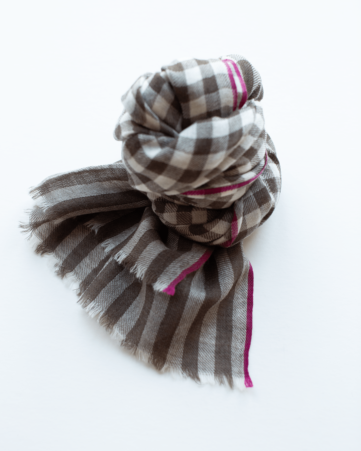 Vichy Checks Scarf in Dark Brown