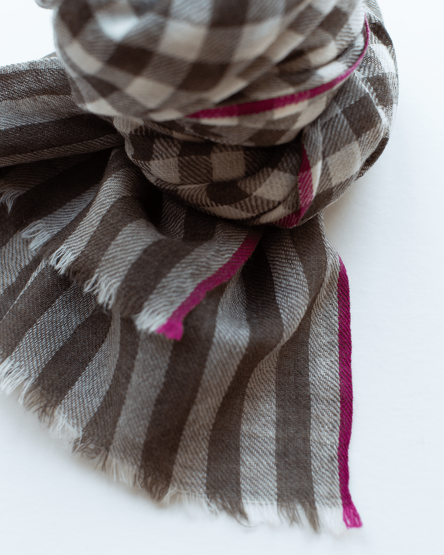 Vichy Checks Scarf in Dark Brown