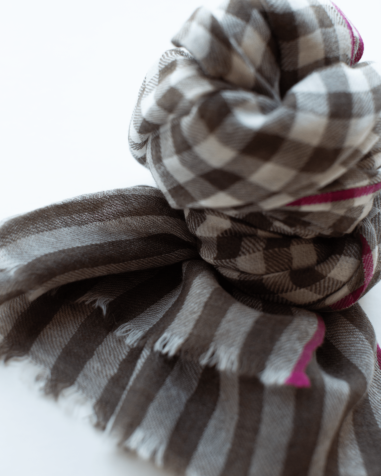 Vichy Checks Scarf in Dark Brown