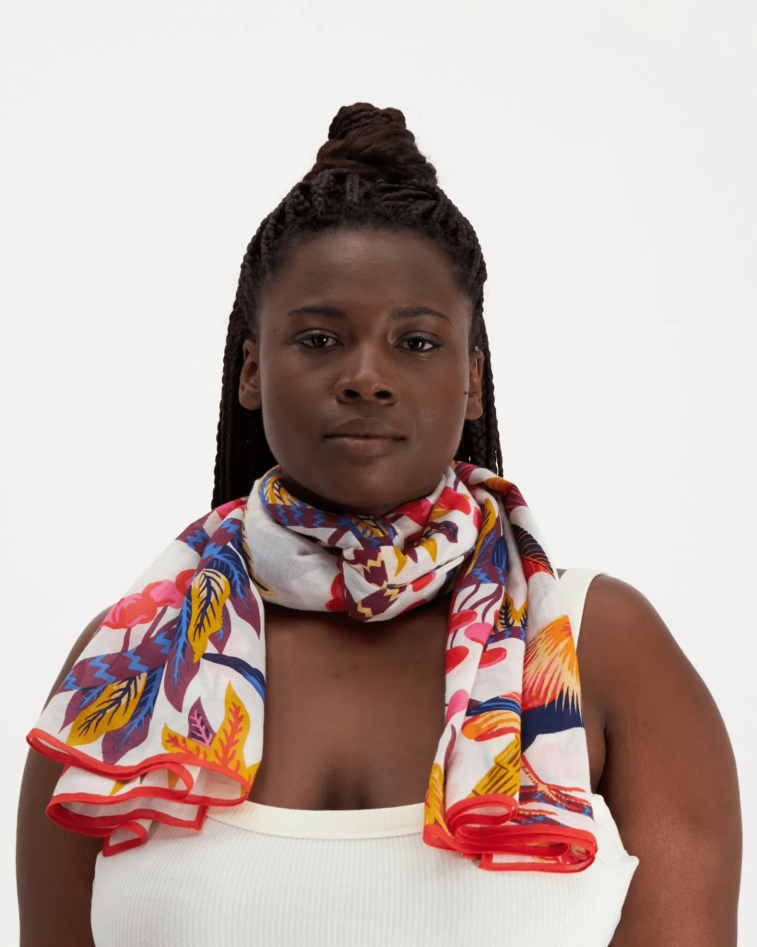 Scarf 100 Cerise in White