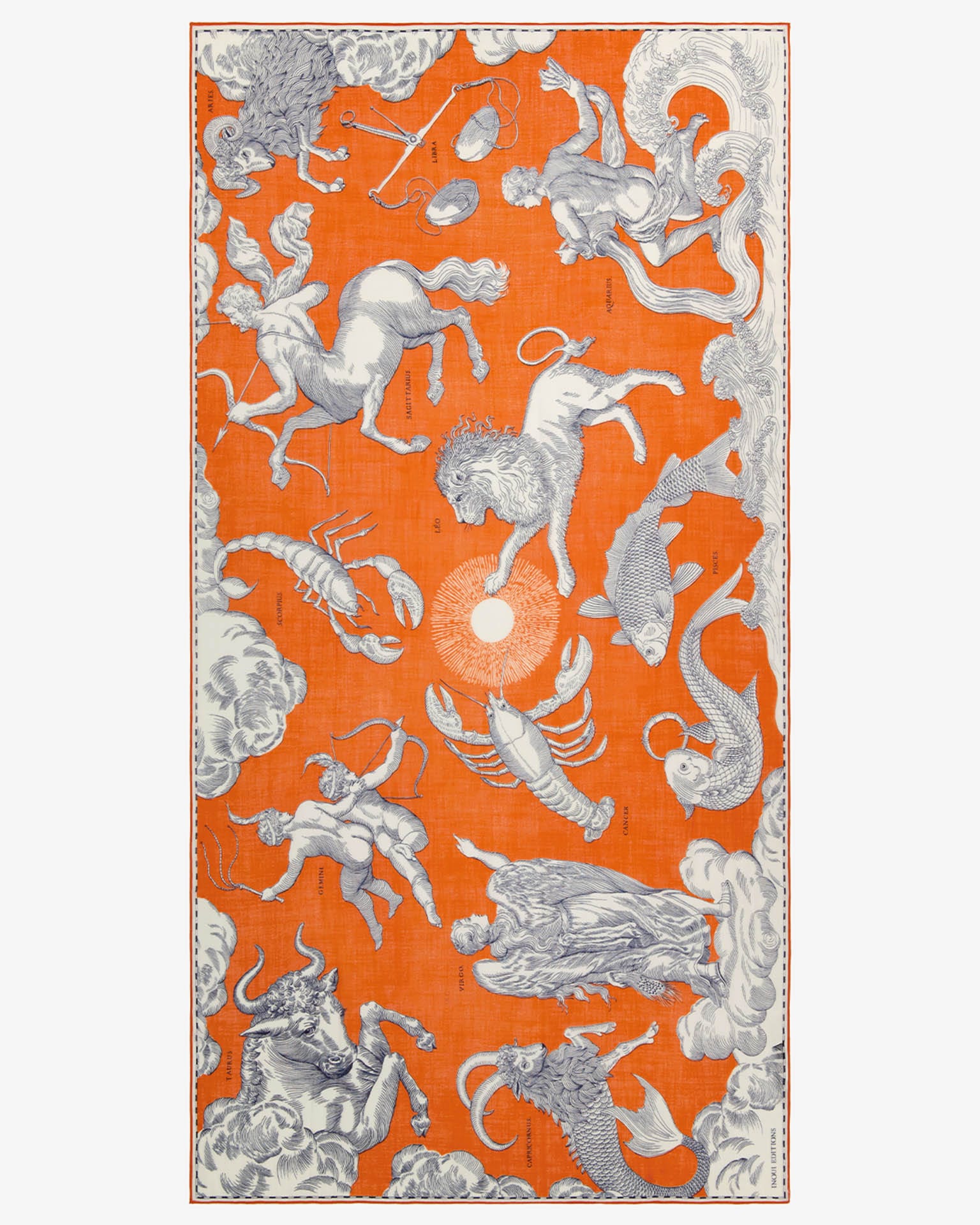Scarf / Etole 100 Wool Astrologie in Orange
