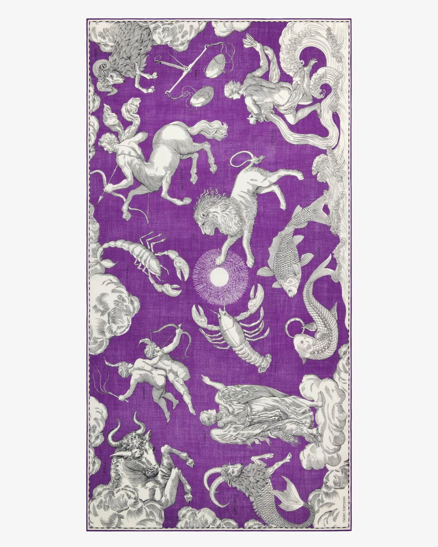 Scarf / Etole 100 Wool Astrologie in Purple