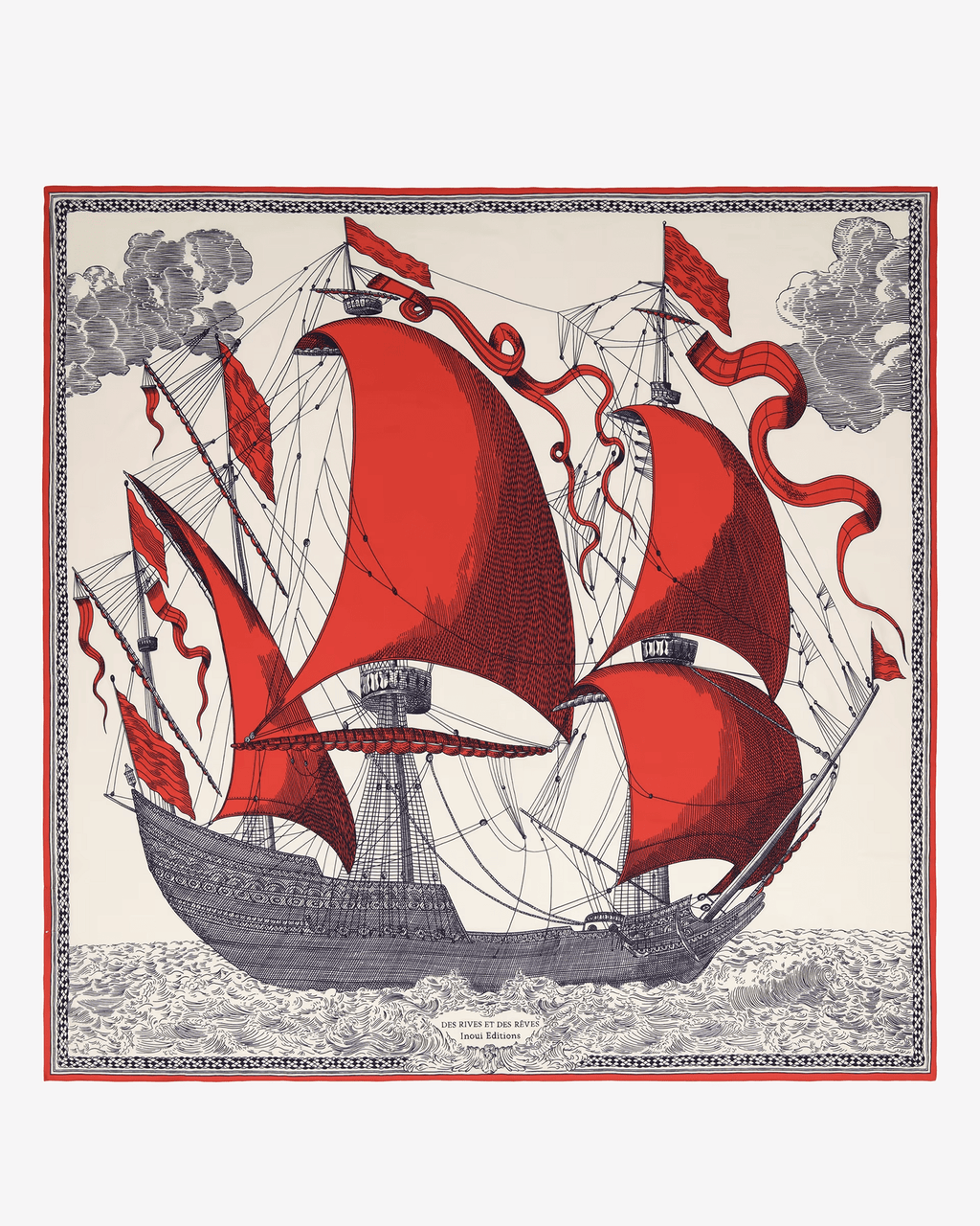 Square / Carre 130 Des Rives et Des Reves in Red