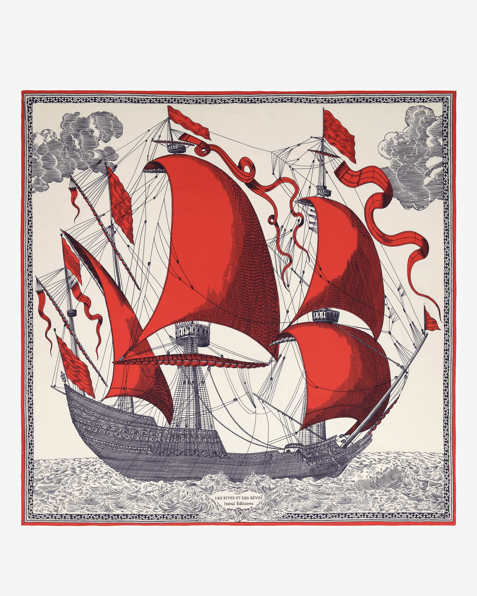 Square / Carre 130 Des Rives et Des Reves in Red