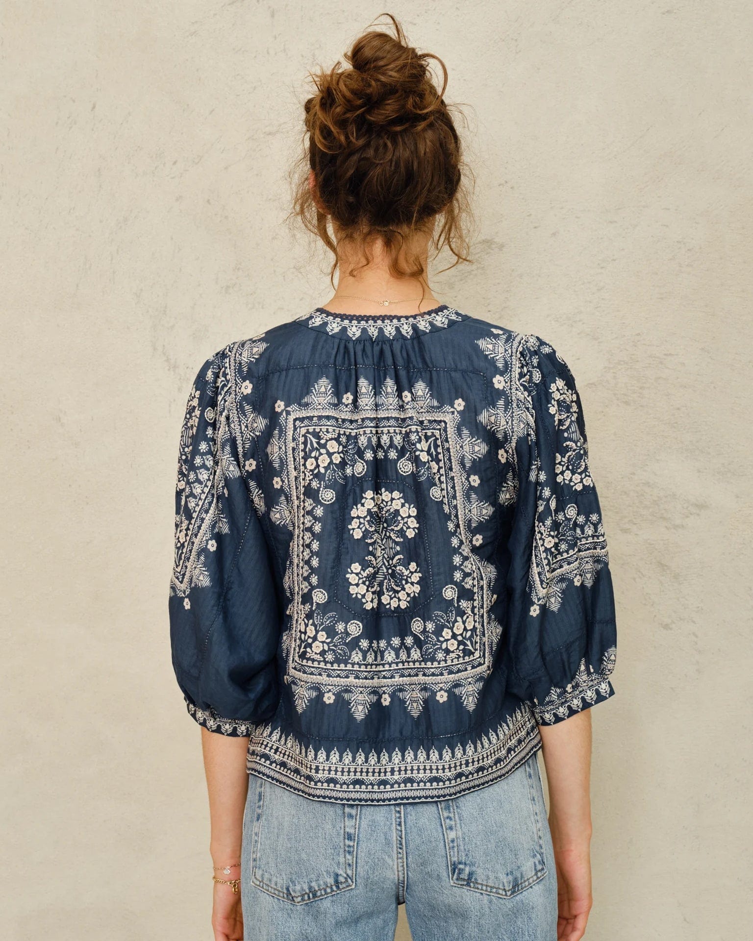Eden Print Jacket in Indigo