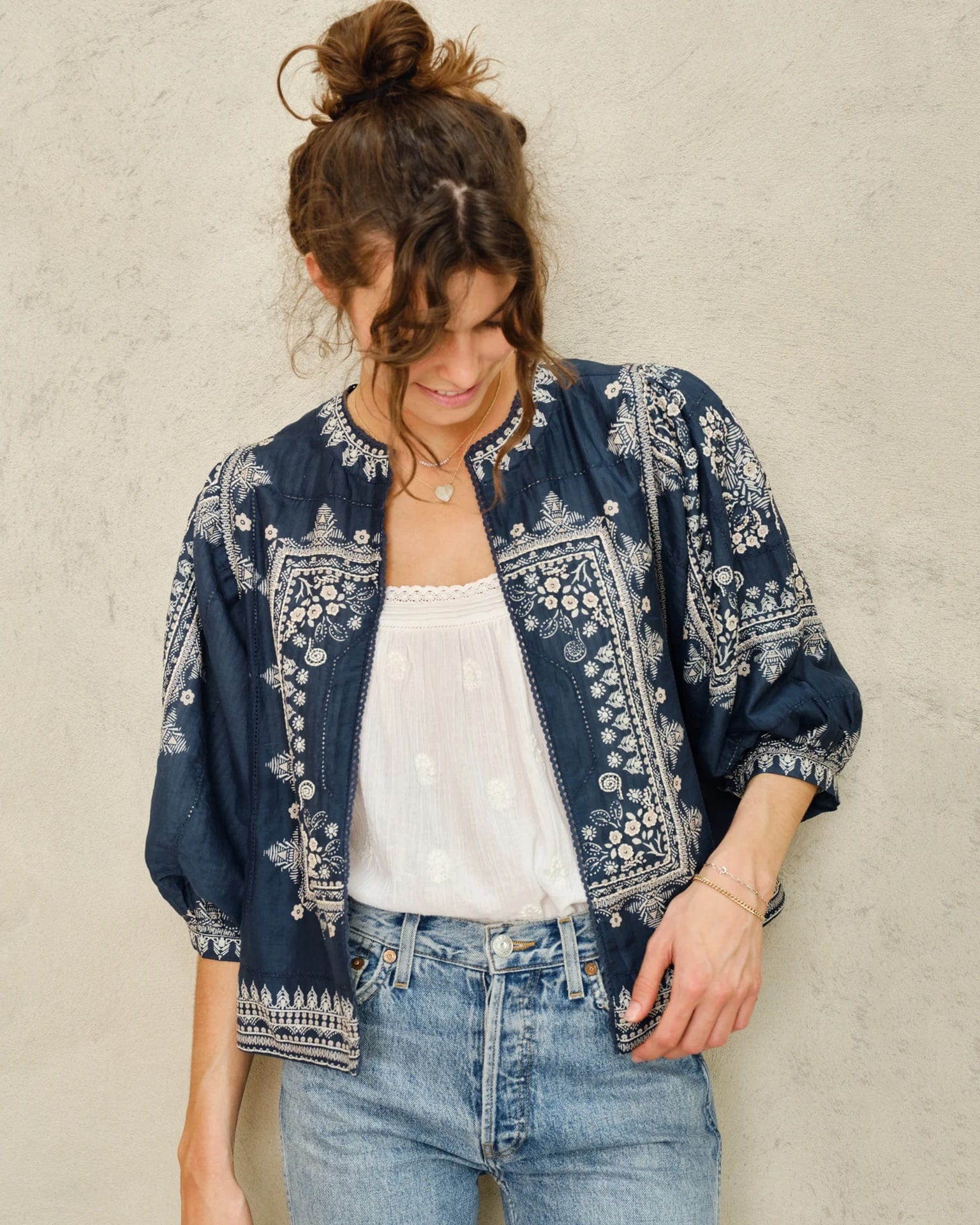 Eden Print Jacket in Indigo