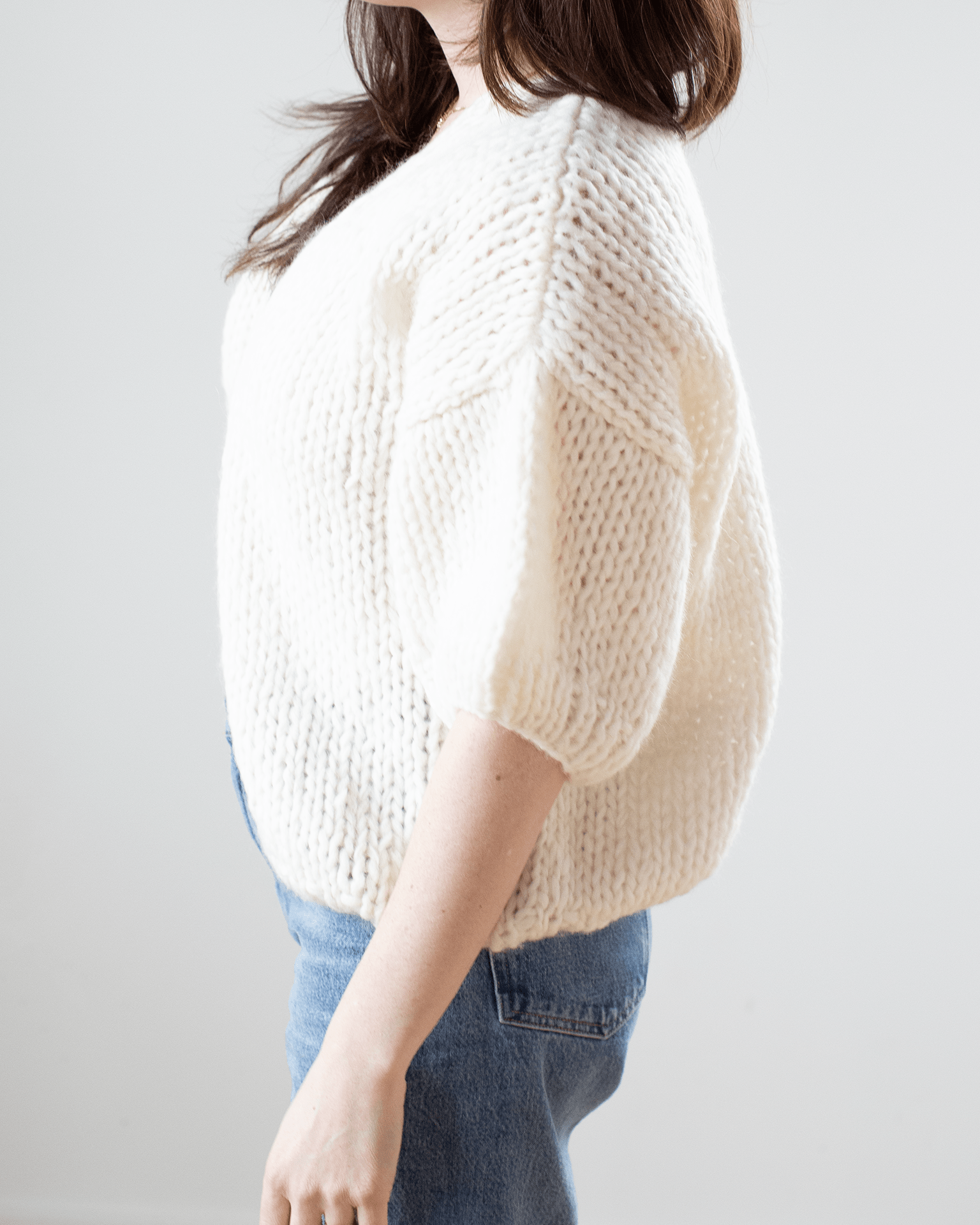 S/S Alpaca Bomber Cardigan in Creme