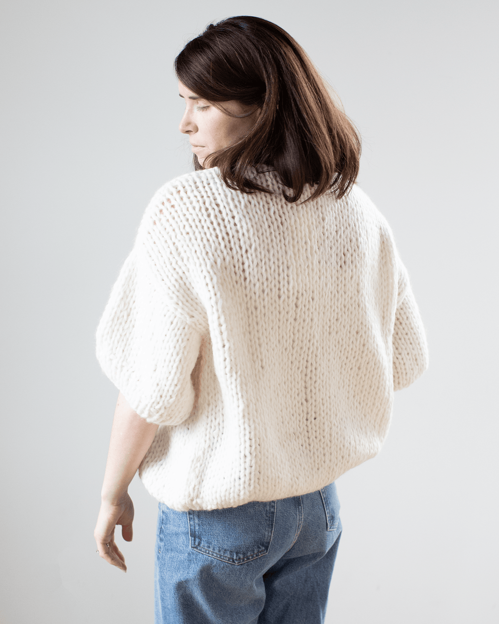 S/S Alpaca Bomber Cardigan in Creme
