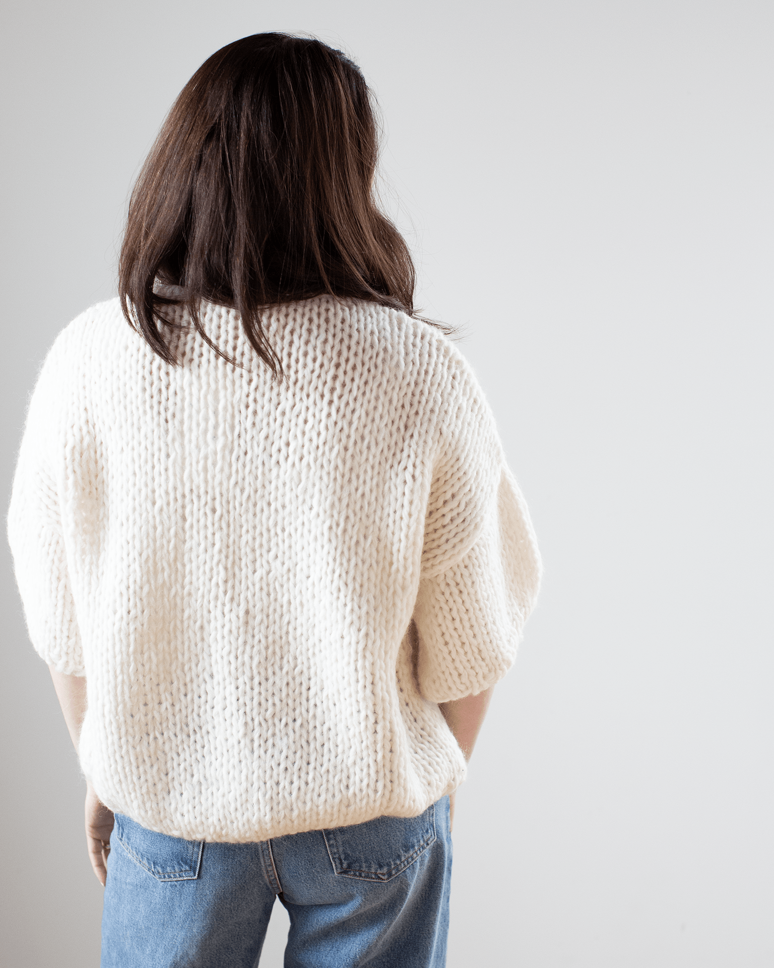 S/S Alpaca Bomber Cardigan in Creme