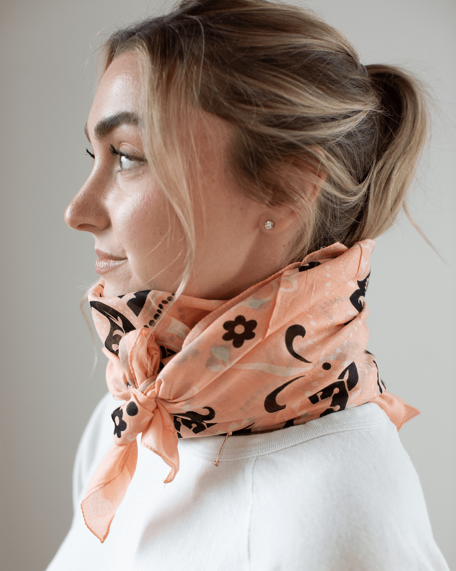 Classic Cotton Bandana in Coral Pink