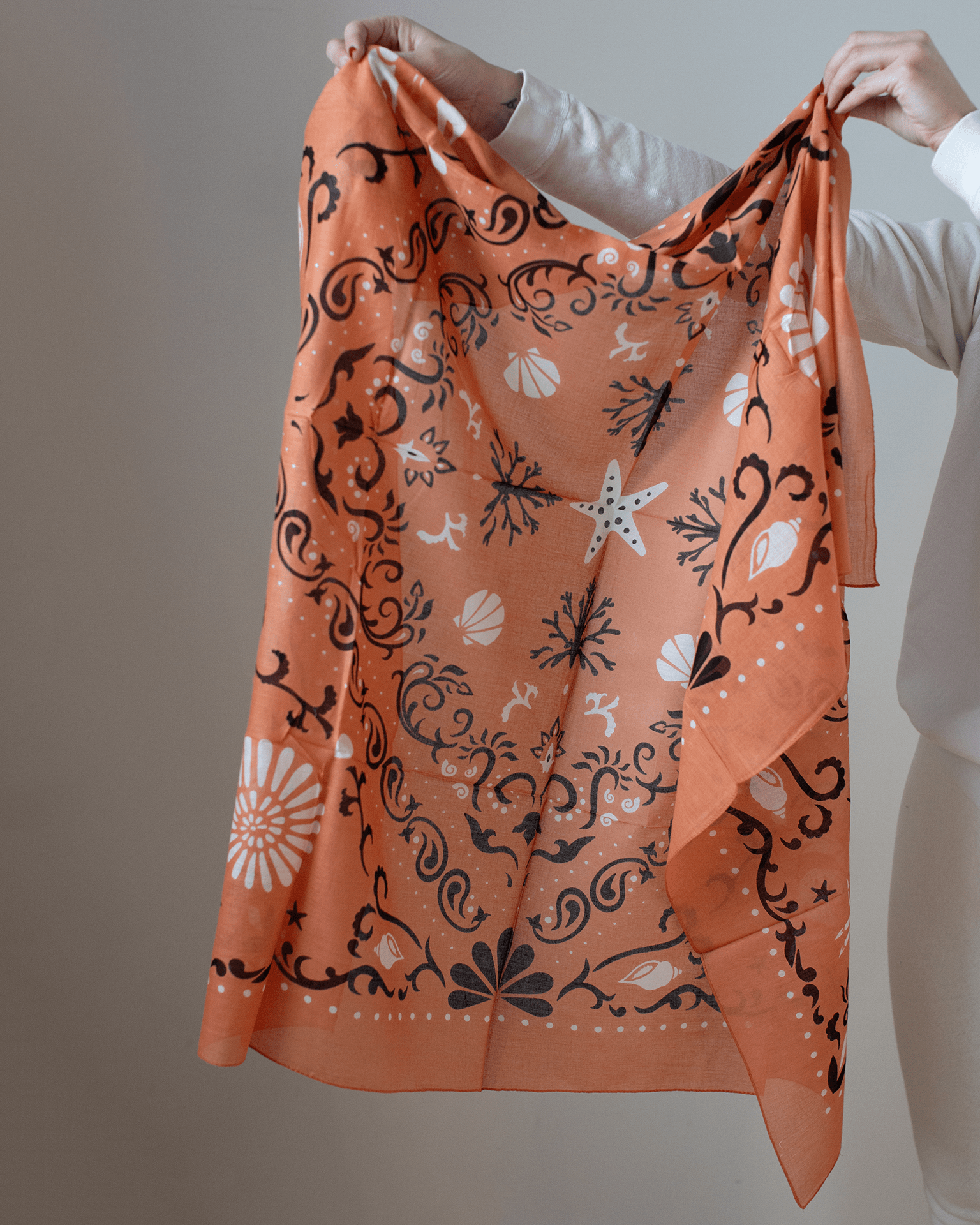 Crustaces Cotton Bandana in Rose Corail