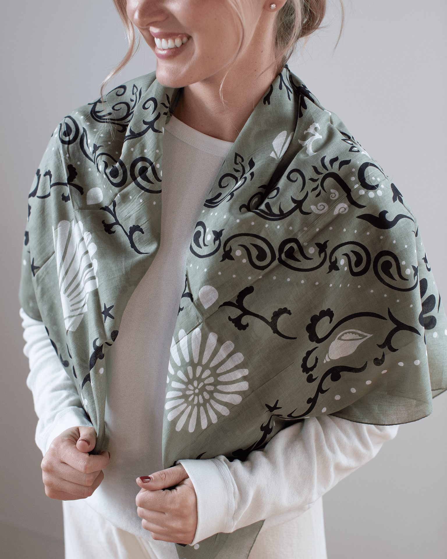 Crustaces Cotton Bandana in Vert Doux