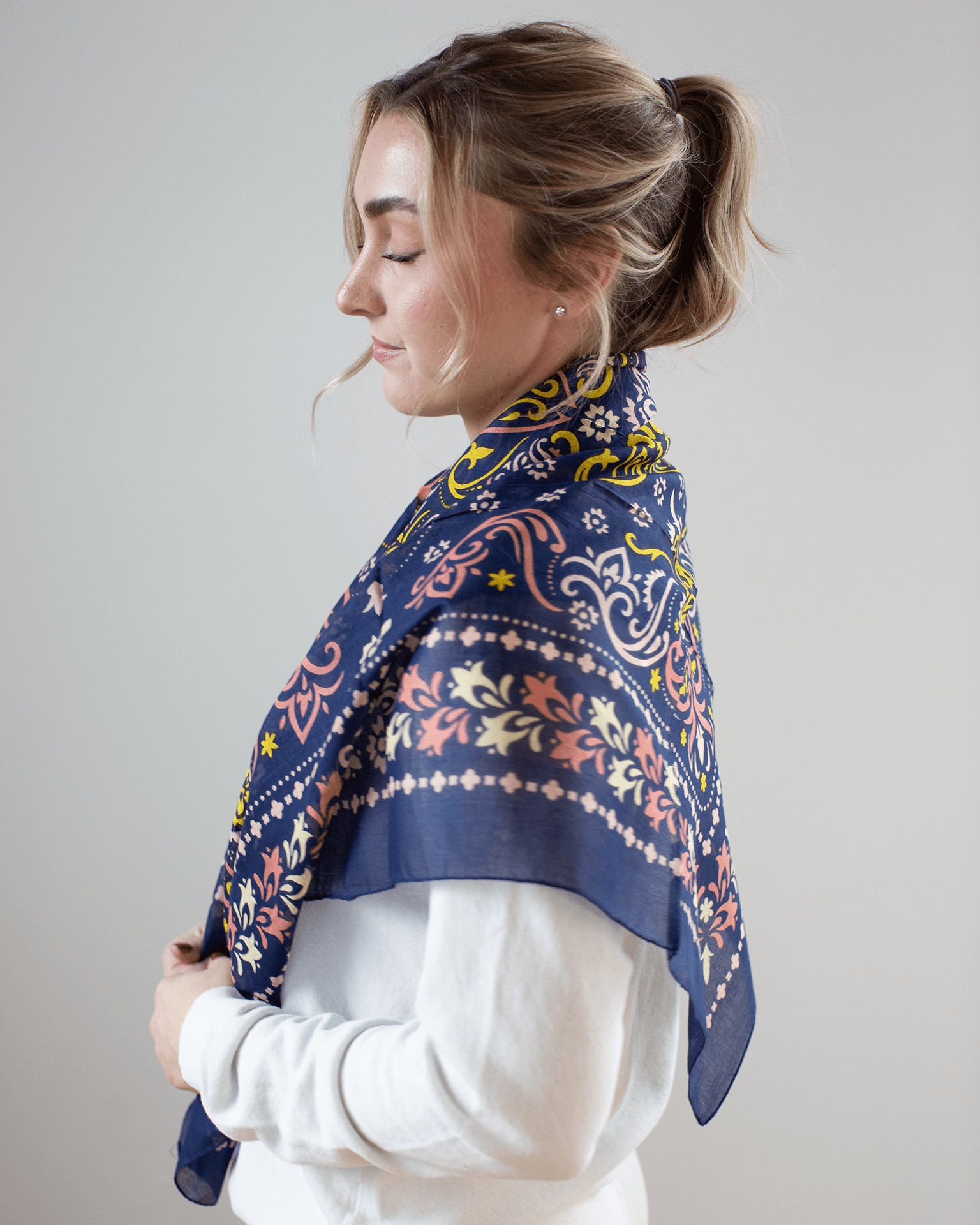 Marbella Cotton Bandana in Navy