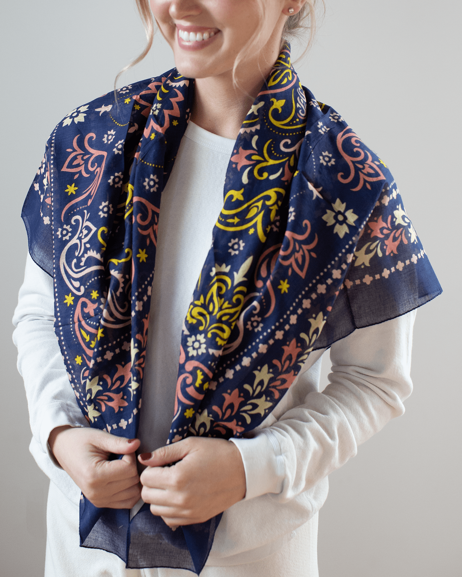 Marbella Cotton Bandana in Navy
