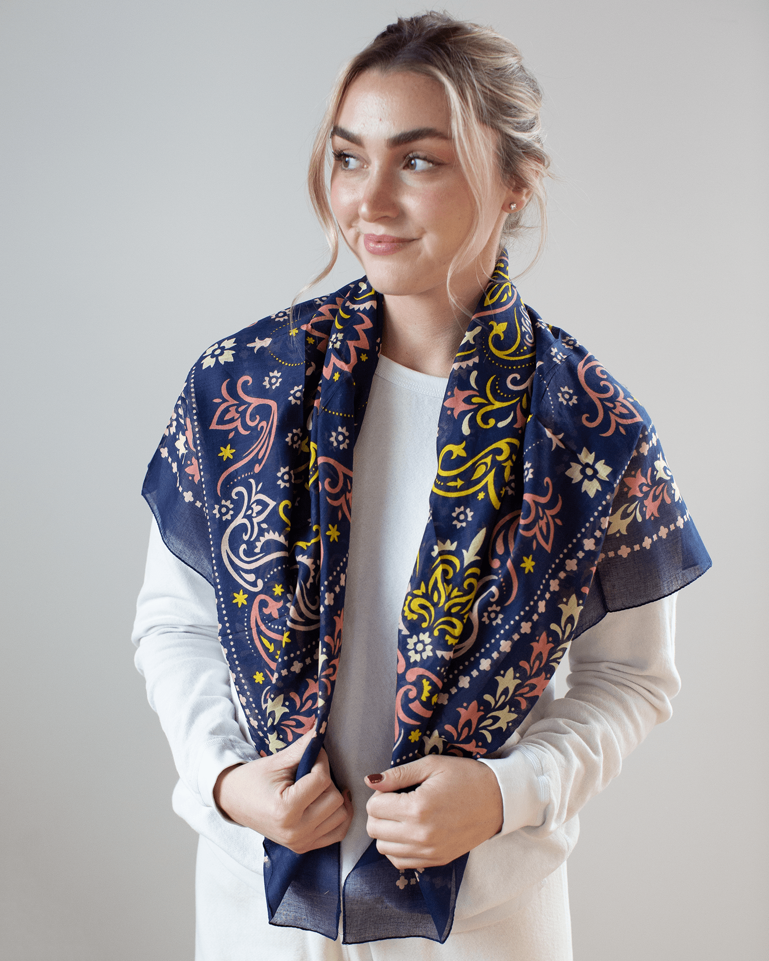 Marbella Cotton Bandana in Navy