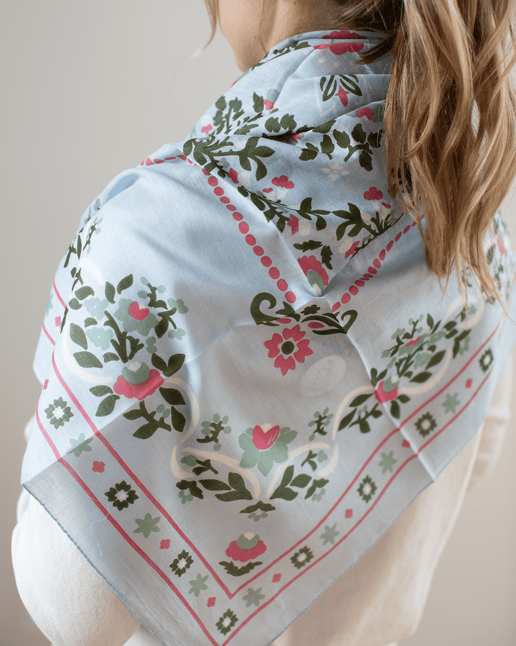 Secret Garden Cotton Bandana in Ciel