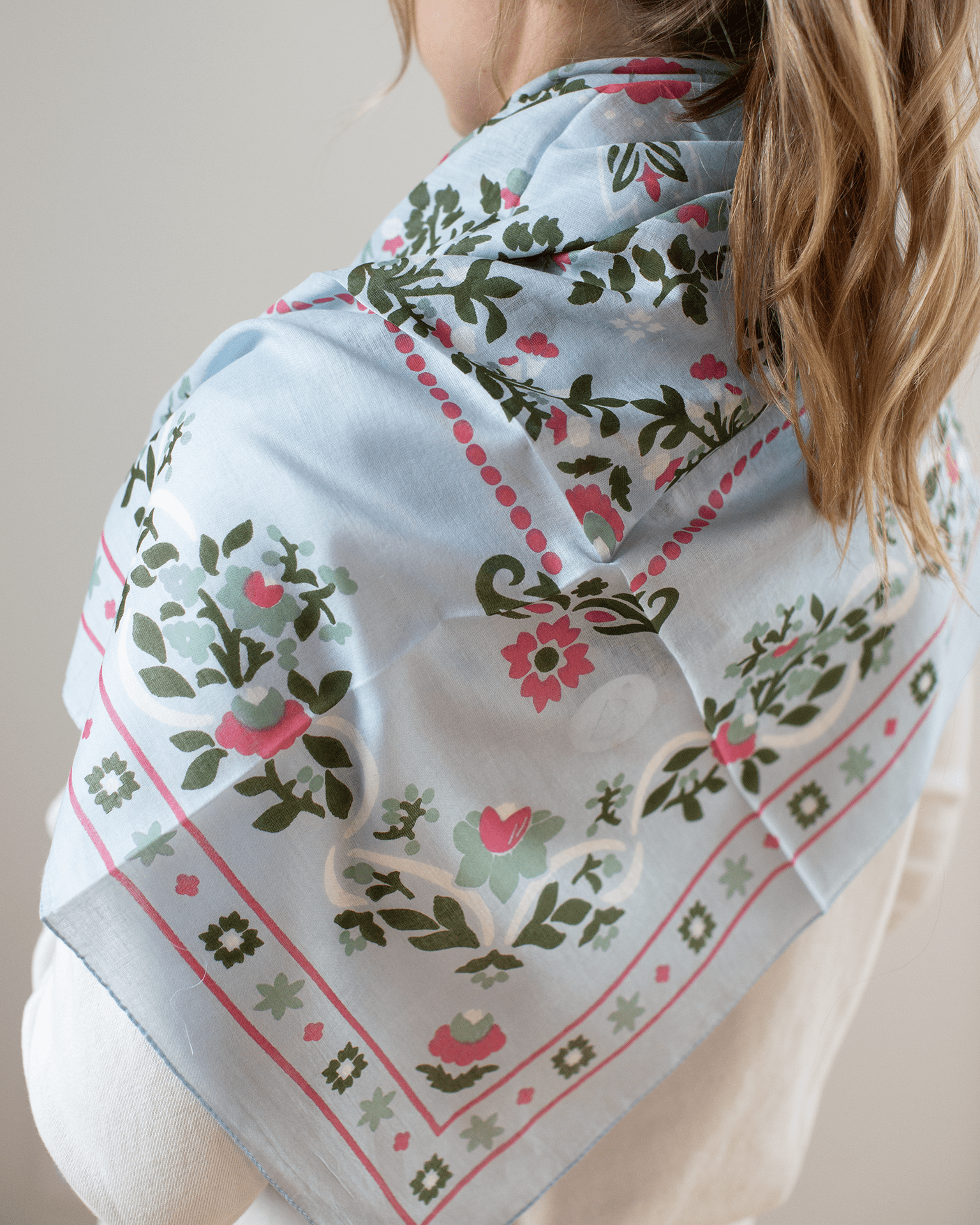 Secret Garden Cotton Bandana in Ciel