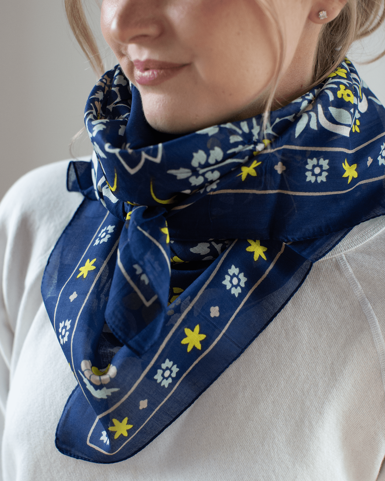 Secret Garden Cotton Bandana in Navy