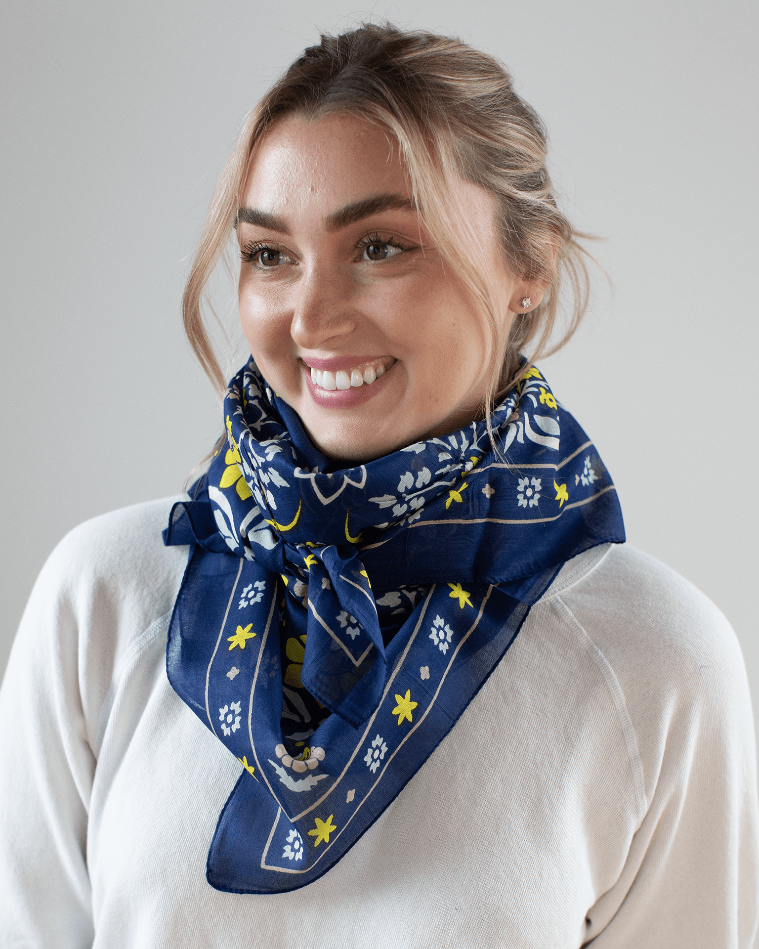 Secret Garden Cotton Bandana in Navy