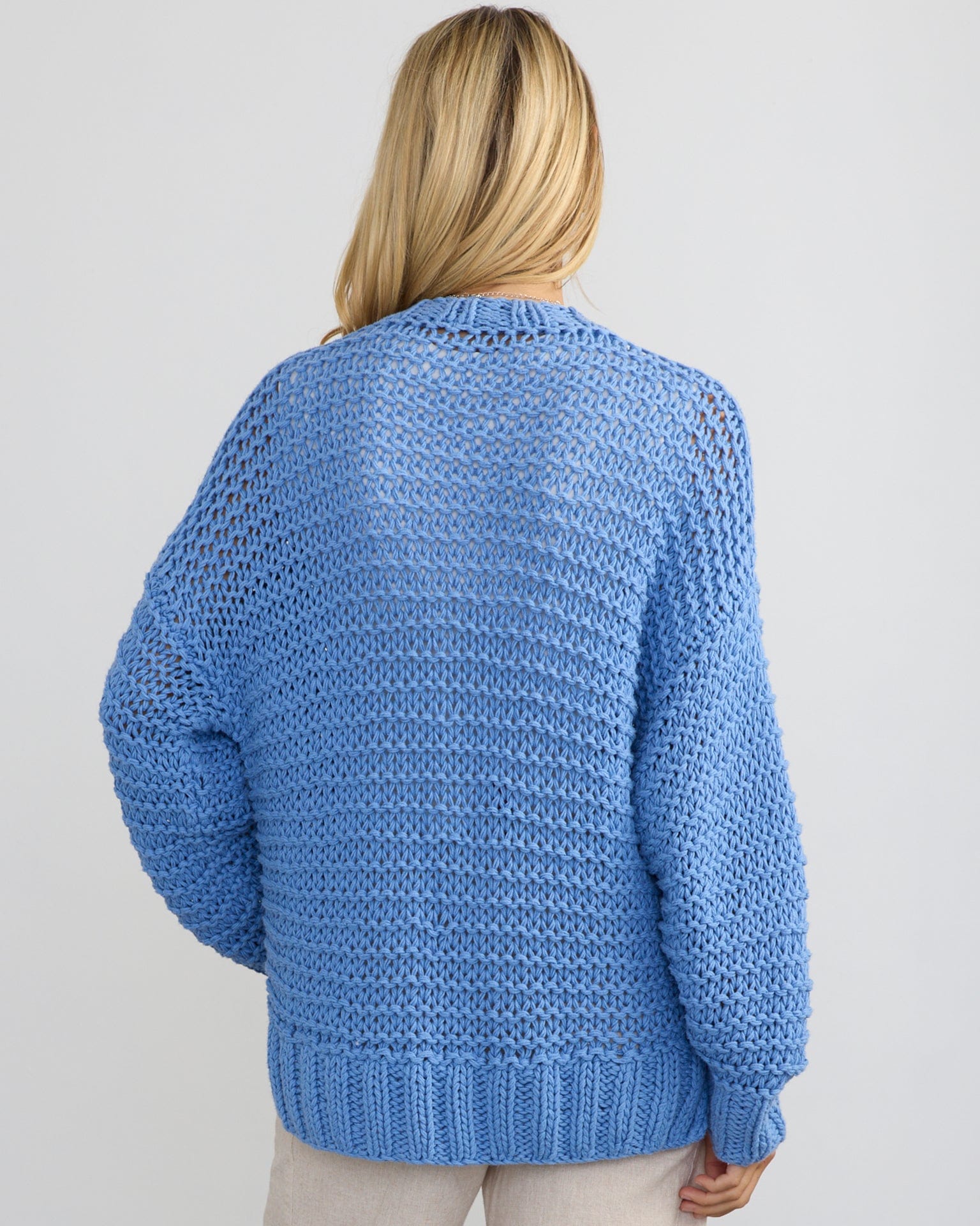 Camila Hand Knit Cardigan in Azure