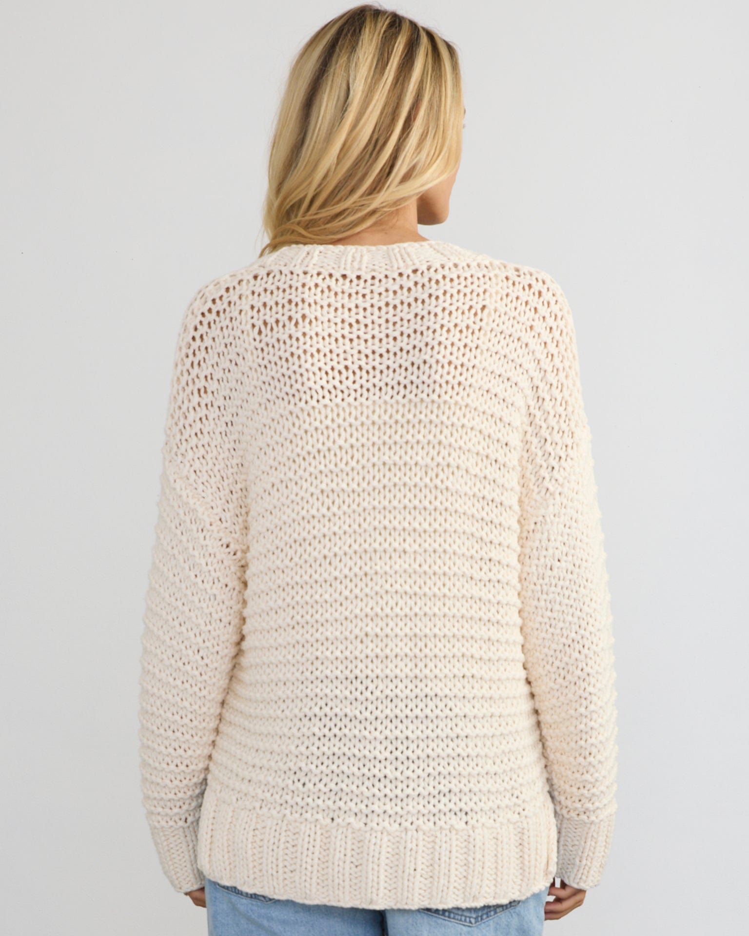 Camila Hand Knit Cardigan in Ivory