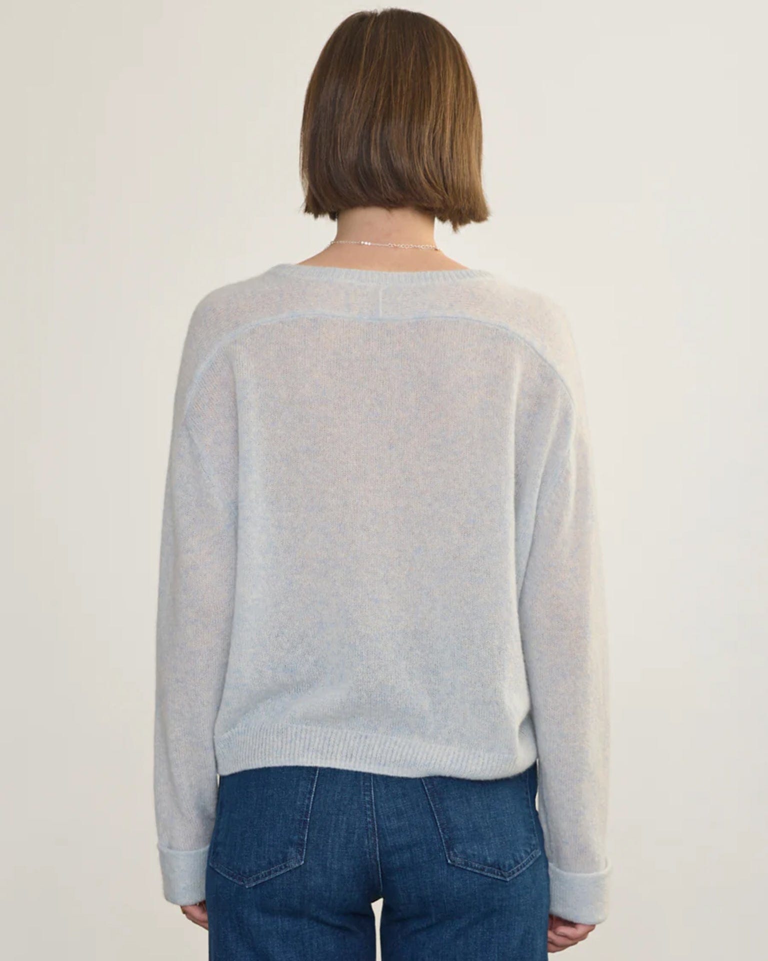 Crew Neck Roll Sleeve Pullover in Arctic
