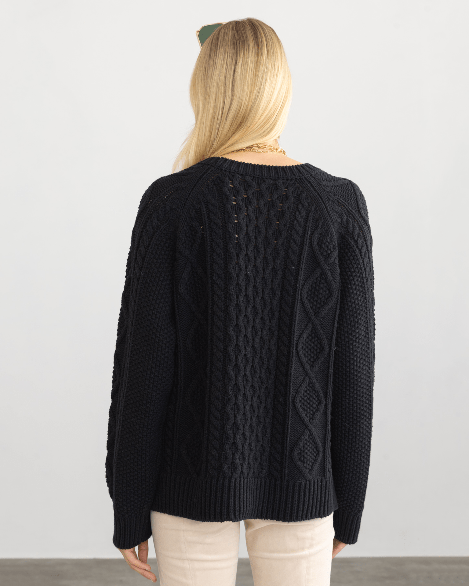Deidre Cable Pullover in Black