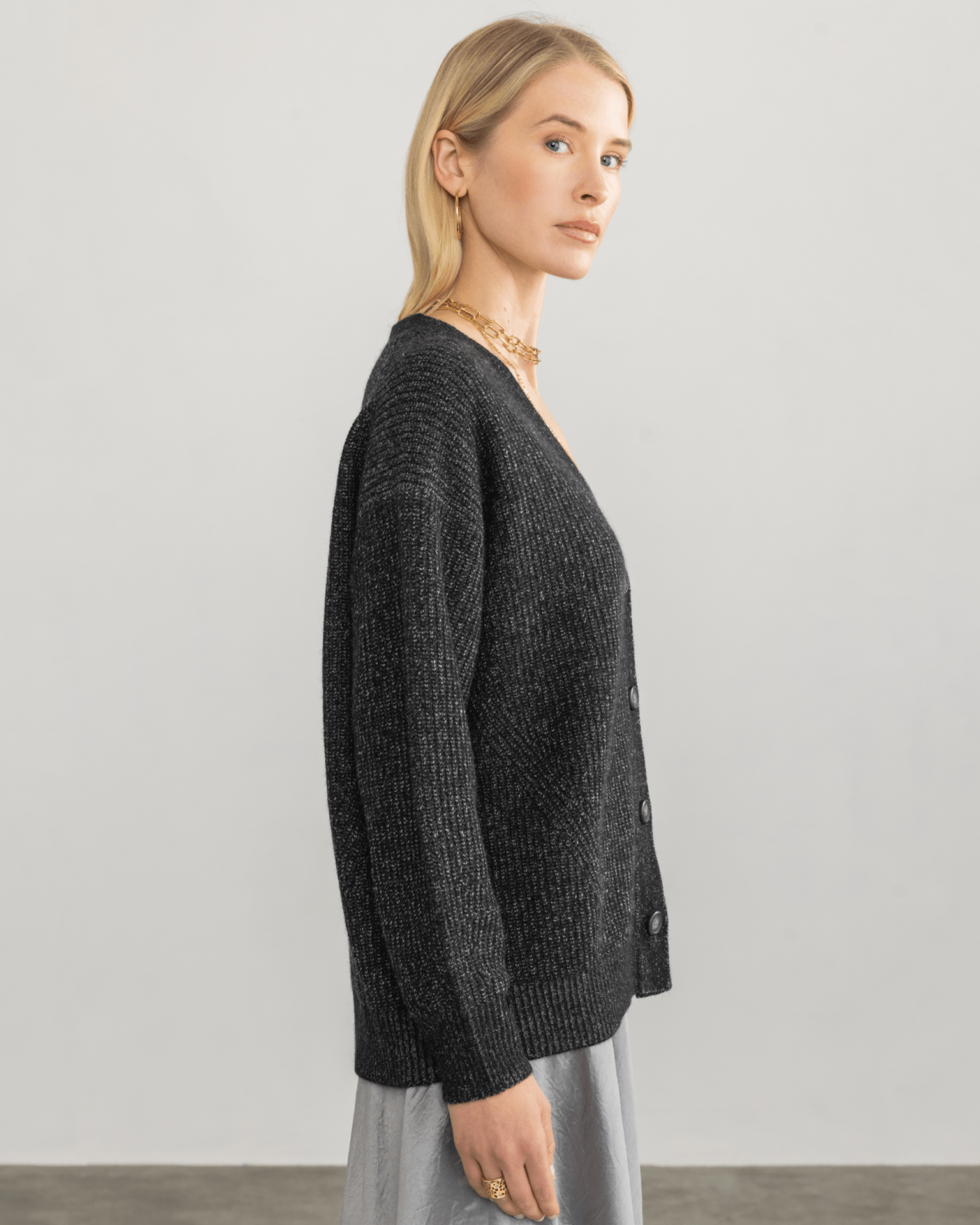 Fairfax Cardi in Black/Pepper