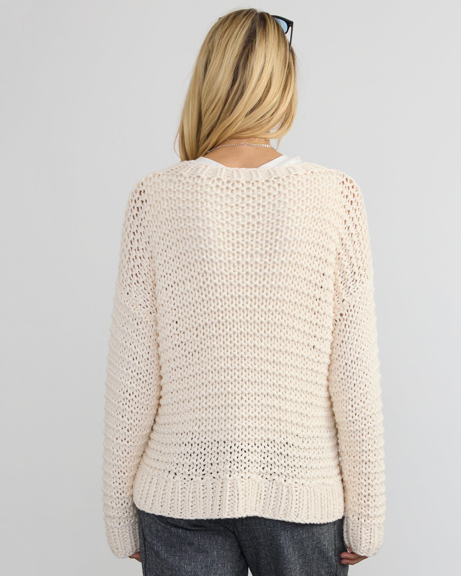 Luciana Hand Knit Pullover in Ivory