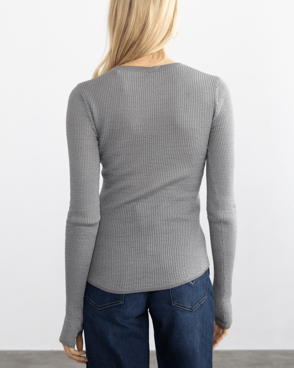 Shirttail Waffle Crew in Gunmetal/Grey