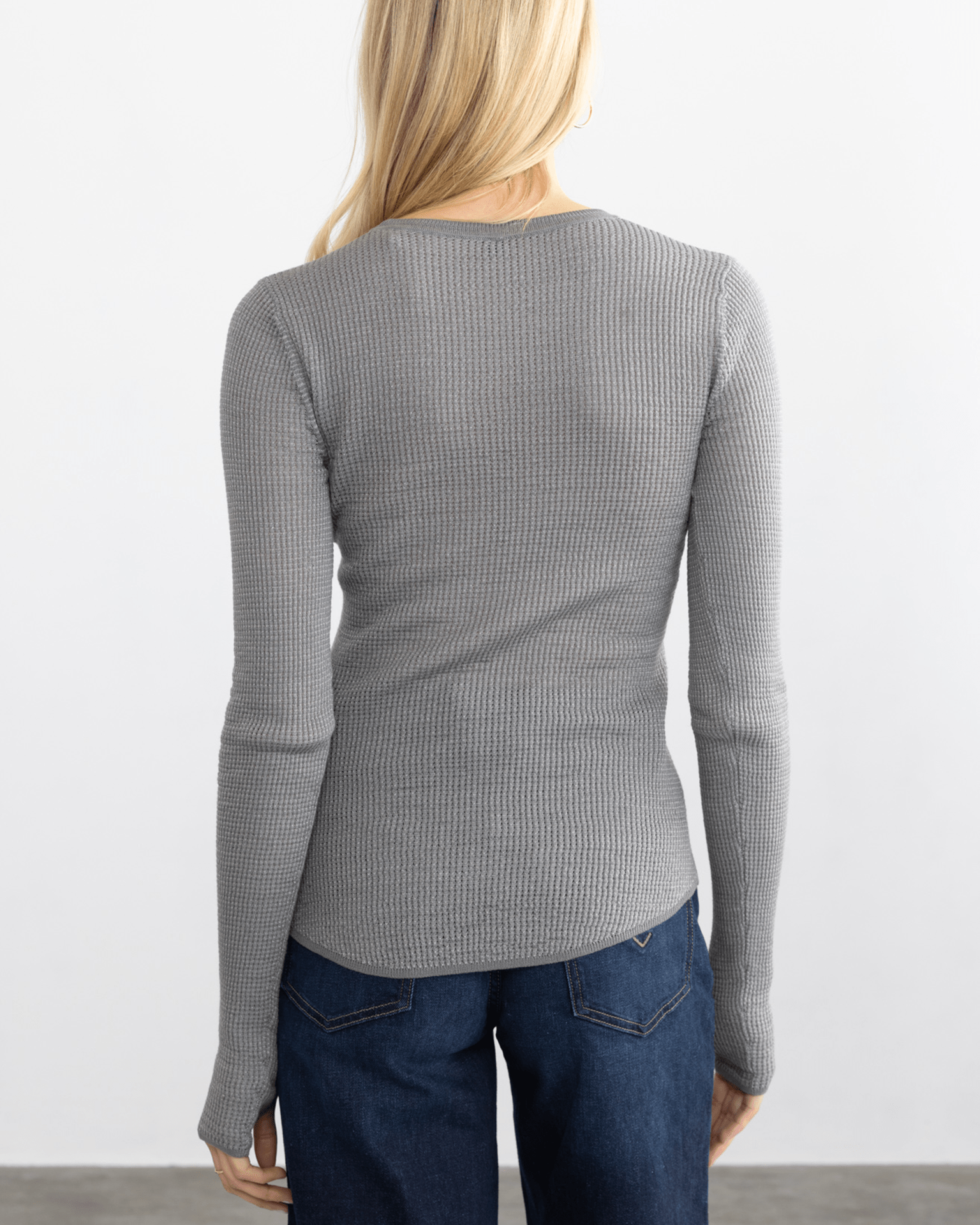 Shirttail Waffle Crew in Gunmetal/Grey