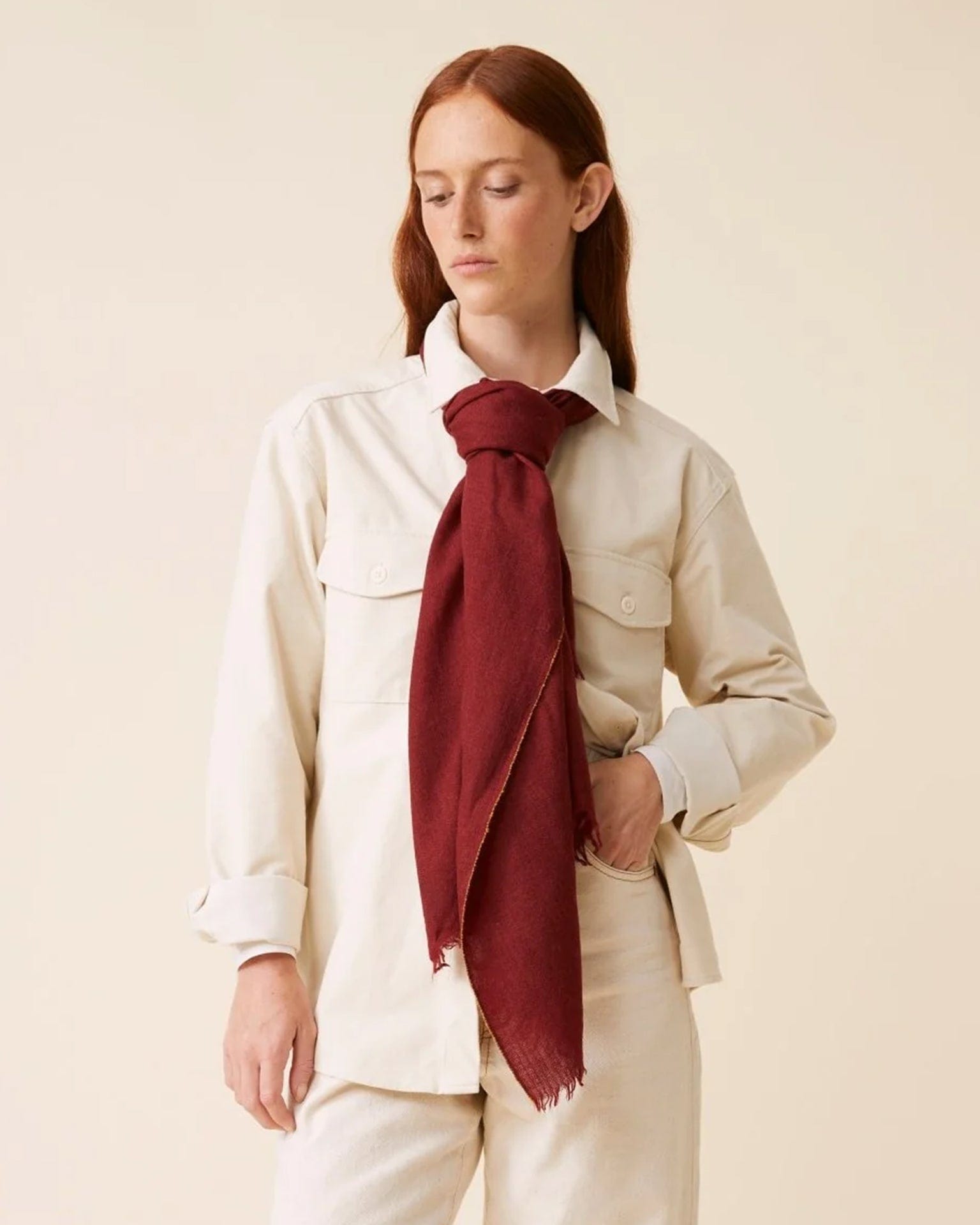 Scarf No 100 in Red Wine